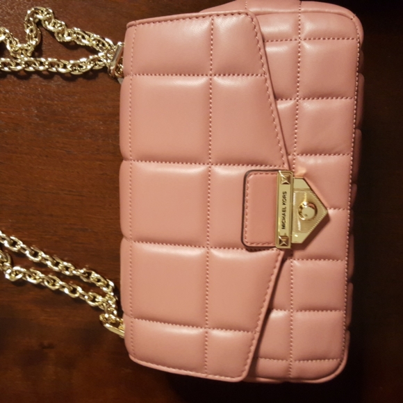 Michael Kors Soho Large Quilted Chain Shoulder/Crossbody Bag Rose/Gold